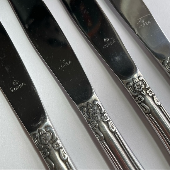 Vintage baroque sterling plate knives set of 4 flatware Korea - Picture 5 of 6